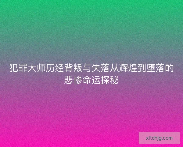 犯罪大师历经背叛与失落从辉煌到堕落的悲惨命运探秘