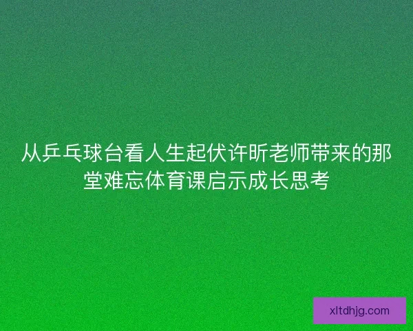 从乒乓球台看人生起伏许昕老师带来的那堂难忘体育课启示成长思考