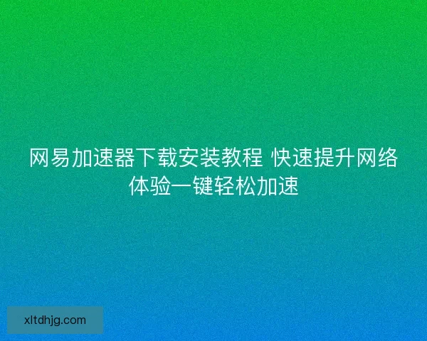 网易加速器下载安装教程 快速提升网络体验一键轻松加速